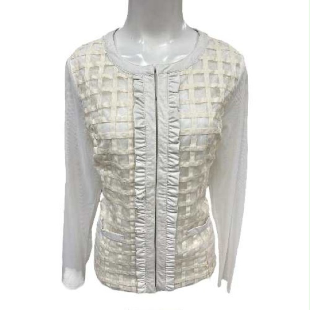 Ness Stylish White Textured Jacket Size M
